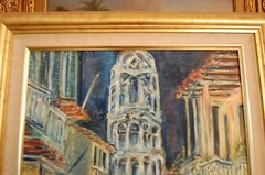 FRAMED ORIGINAL OIL VIEW OF COLONIAL TRINIDAD AT NIGHT, CUBA ARTIST: HECTO VIDAL