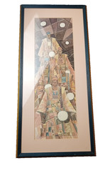 Vintage Yoruba Drummer Nigerian Paint Framed Signed by the 25.5″X11.5″