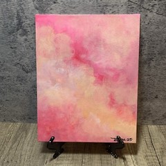 8″ x 10″ Original Acrylic Painting Clouds Sky Art Canvas Panel Decor With Easel