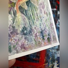 Original Painting Koi watercolor NEW Fish art decor nature artwork Artettina USA