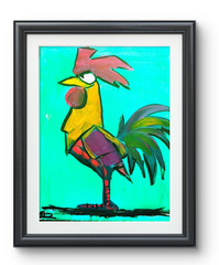 Original art 14 X 11 CANVAS Colorful Huster Modern Art Acrylic Painting