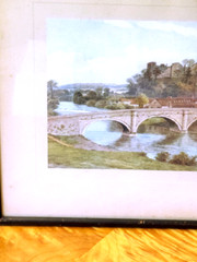 VINTAGE FRAMED PAINTING WATER COLOR LUDLOW SHROPSHIRE ON BORDER OF WALES 11 X 13