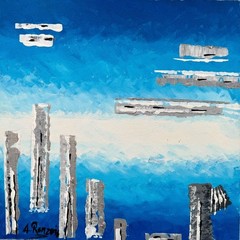Original Abstract Painting by A. Renzo (1976) – Mid Century Art, 50×50 cm