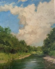 Billowing Clouds Over Spring Creek Oklahoma oil painting Margaret Aycock Orig