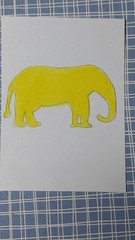 Yellow Elephant Original Artwork Home Decor Gift miniature small ACEO 3.5 INCH