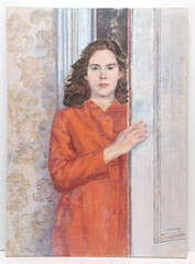 LISTED AMERICAN DEBORAH DORSEY SIGNED ORIGINAL OIL on CANVAS WOMAN in DOORWAY