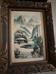 Vintage Set Of 2 SUH JIN HEE Oil Paintings Landscape Autumn Winter Framed Signed