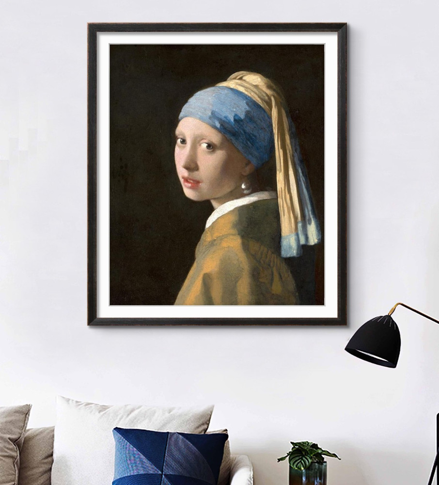 Original Handmade Oil Painting Girl With a Pearl Earring Vermeer Classic