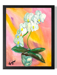 Guajardo Original Art: New Beginnings White Orchids 14X11 Canvas Expressionism