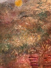 „Tropical Island“ Oil Painting on Cardboard-Outsider Art-Paul Nickel (Welsh)