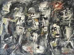 Mid Century Painting Modernist Expressionist Large Sylvia Ludins Abstract Listed