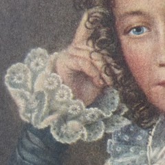 Antique MINIATURE PAINTING PORTRAIT of a BEAUTIFUL YOUNG LADY With Blue Dress