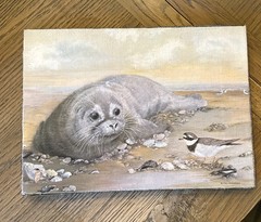 Giclees Print Of Oil Painting Coastal Beach Nautical 12 X 9 Wood & Canvas