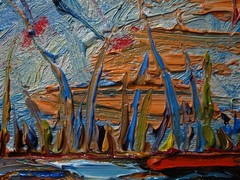 ORIGINAL█OIL PAINTING█IMPRESSIONIST ART█NATURE LANDSCAPE ABSTRACT DECO█POP OCEAN