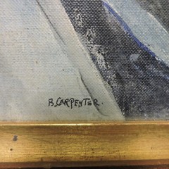 Vintage Oil Painting of Piano Playing Twins by Blendine Smalley Carpenter
