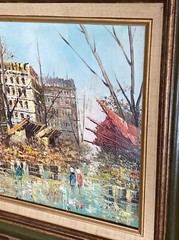 FRENCH IMPRESSIONIST L ALEXIS ARTIST FRANCE PARIS STREET SCENE FRAMED OIL CANVAS