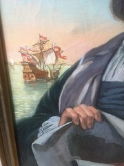 Christopher Columbus 1992 Oil Painting Signed Illegibly By Russian Artist