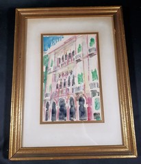 French Artist Michel Tapié 1909-1987 Framed Watercolor Cityscape