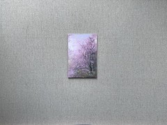 Original Sakura Pink Forest Oil Painting, Cherry Blossom Art, Small Misty Art