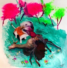 ALAIN DONATE ARTE CUBANO SURREAL Pintura BOCETO ORIGINAL TINTA/CARTÓN 23″“X 23″