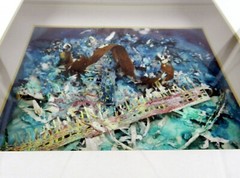JANE E JONES ARTIST ABSTRACT WATERCOLOR 3-D ART TITLED „SPRING“ FRAMED BEAUTIFUL