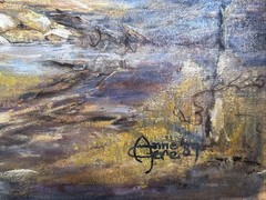 California Artist Palos Verdes Oil Painting 1989 Anne Gere New Mexico Landscape