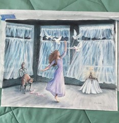 Original Expressive Dancing in Moonlight 14 x 11 Pastel on Pastelmat Paper Art