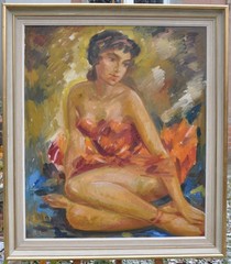 Bent Lauridsen 1926 Copenhagen Oil Painting, Framed Ballerina (OOAK) 82×72 cm