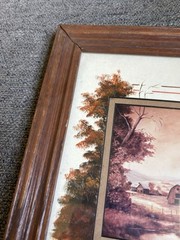 Vintage 9”x11” Johnye Cruse Oil Landscape Painting 1996 Barn Homestead Wall Art