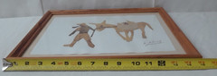 Banana Leaf Collage Folk Art Painting Farmer & Donkey Jamaica Framed Original