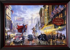 Thomas Kinkade DC Batman,Superman,Wonder Woman Canvas Master Highlighted Signed