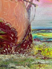Original Oil Painting on Canvas by Serg Graff, „Ship“ Sunset Sea Ocean, COA