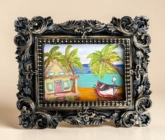 Key West vacation 🏝️ beach house mini print in vintage style ornate frame