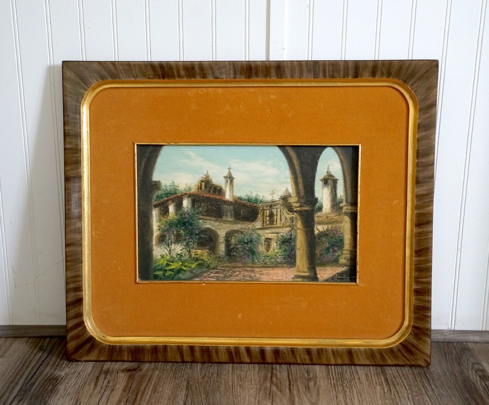 Vicente Fabris Luna Las Bugambilias 1977 Oil Painting Mexican Courtyard
