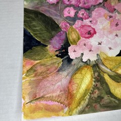 Floral Watercolor Painting Original Vintage Medium Work On Paper 9”x12”