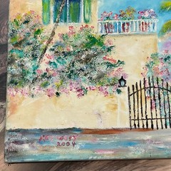 Original Key West 2004 Signed Painting on Canvas, House by the Water, 20″ x 16″