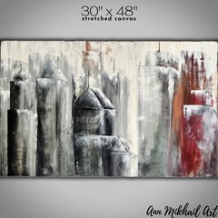 Direct from Artist LARGE Cityscape Original Oil Painting 30″ by 48″ Abstract AMA