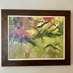 Mick Shimonek Red Vines in Tangled Willows 16×21 Oil Canvas Framed Painting