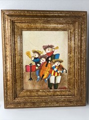 Joyce Roybal Signed Original Musicians Oil Painting Art 10×8” Frame 14×16”