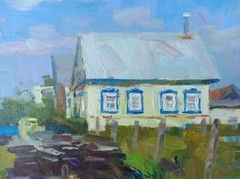 Oil painting On summer day Ukrainian painter Canvas original landscape decor art
