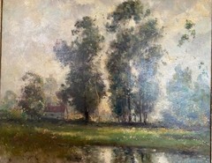 Dedrick B. Stuber (1878-1954) Oil Painting „After the Rain“ Plein Air Style