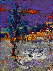 Oil Painting Quiet Winter Evening O. Ivanyuk Unframed Original nAAA4742