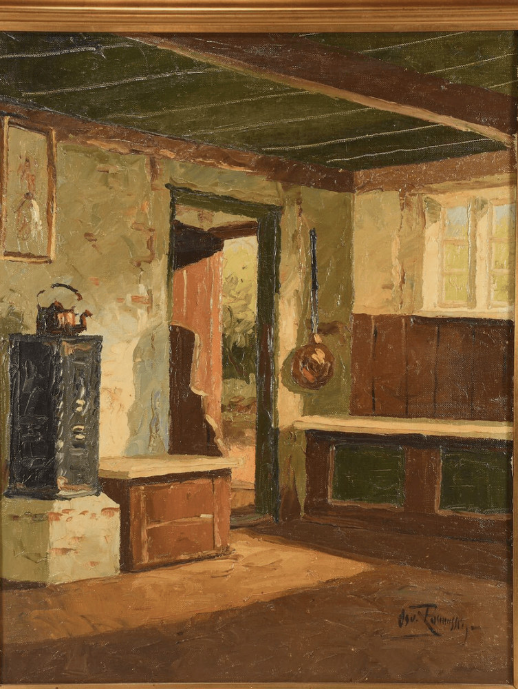Farmhouse Interior | Painting by Osvald Rasmussen