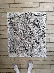 Original Abstract Action Painting jackson pollock style unstretched 36×41 Canvas