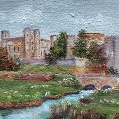 ORIGINAL ’91 by Listed M.Stojkovič LeedsCastle Kent Oil-on-Board Signed, Framed