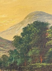 ANTQ From Late 19th C Hudson River School O/B „Mountain Lake Landscape“, Framed!