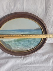 Michael Gallarda Original Oil Canvas Seascape Painting Signed Oval Wood Frame