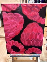 Oil Painting Raspberry Berries Nature Food Stretched Canvas Wall Decor