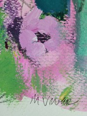 Mona Vivar 7 x 5 1/2 abstract floral bouquet garden art original painting