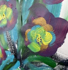 Original Art „Purple Flowers“ 9×12 Canvas Expressionism Abstract Design Home Art